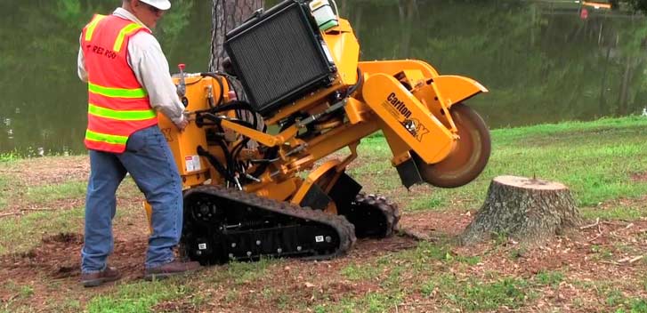 Stump grinder removing a tree stump